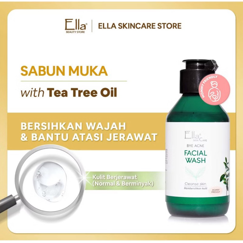Bye acne facial wash ella skincare, sabun muka wajah berjerawat