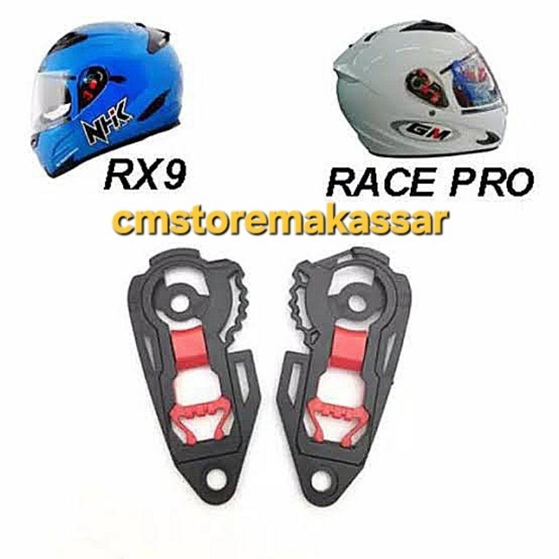 Rachet Helm NHK RX9 dan GM Race Pro Dudukan Kaca Helm Original NHK Full Face 1 Set Kiri Kanan