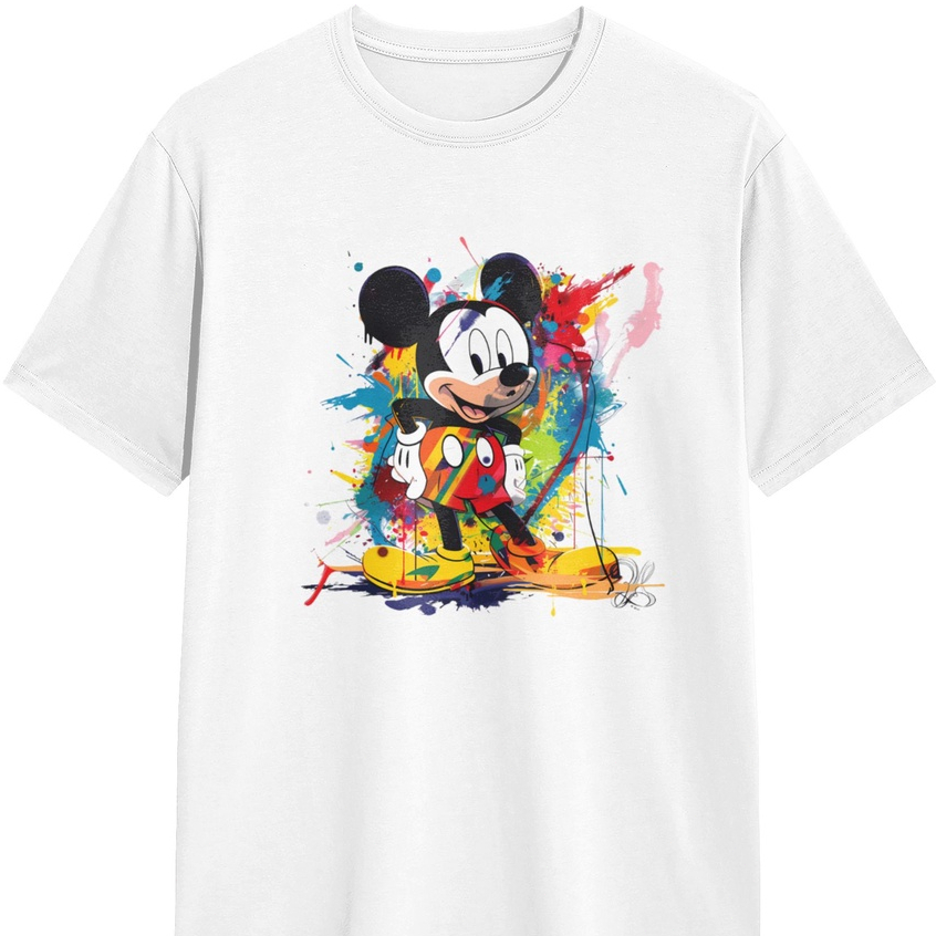 Custom！murah tapi bagus Flash sale baju kaos ice silk pria New Arrival Mickey Couple T-shirt - Breat