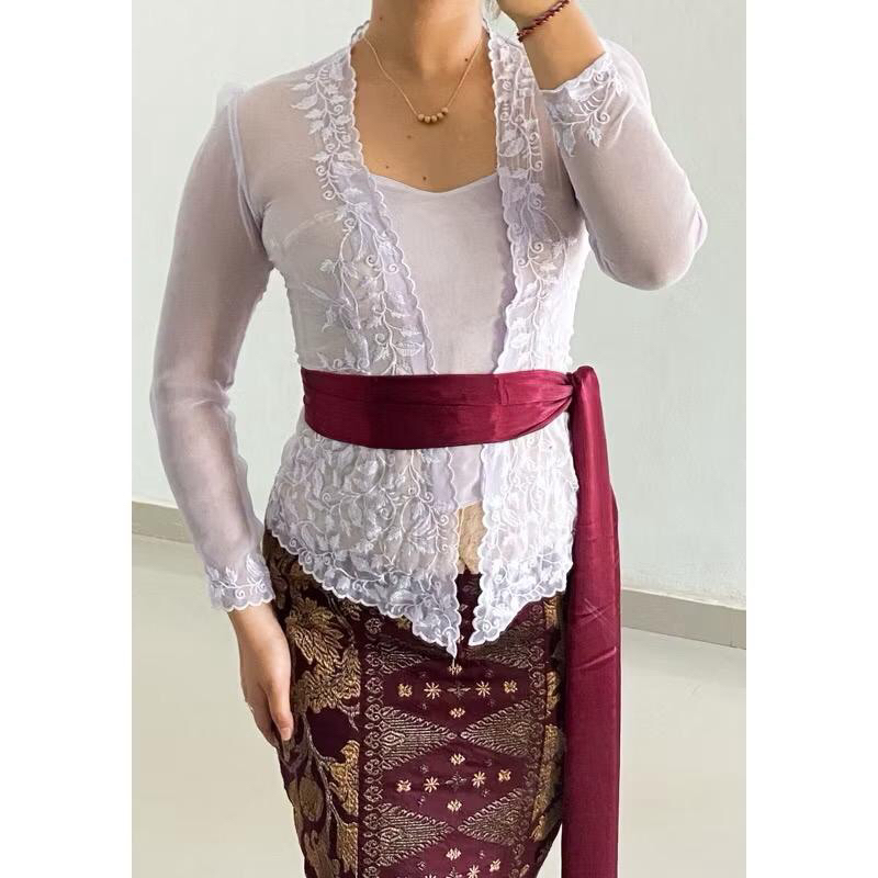 Kebaya jadi bordir maharani tangan panjang || kebaya bordir terbaru || kebaya putih || kebaya sutra 