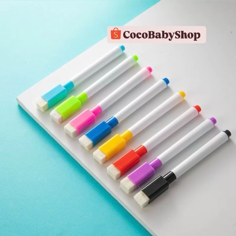 

Spidol Papan Tulis Mini dengan Penghapus Wipe And Clean Tinta HITAM