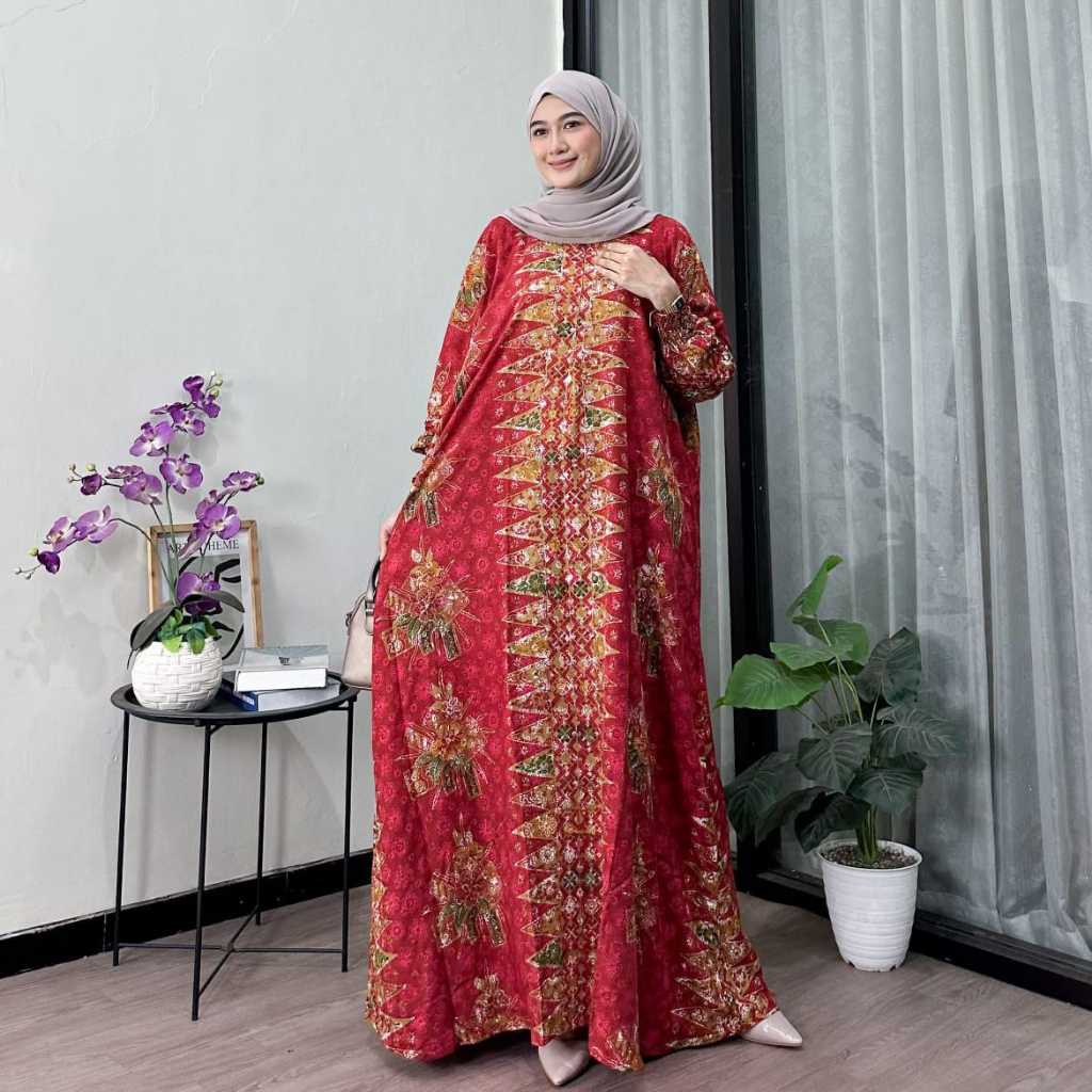 GAMIS BATIK SUPER JUMBO LD 140 MUAT SAMPAI BB 110 KG  / REALPICT - KATUN RAYON BATIK CAP