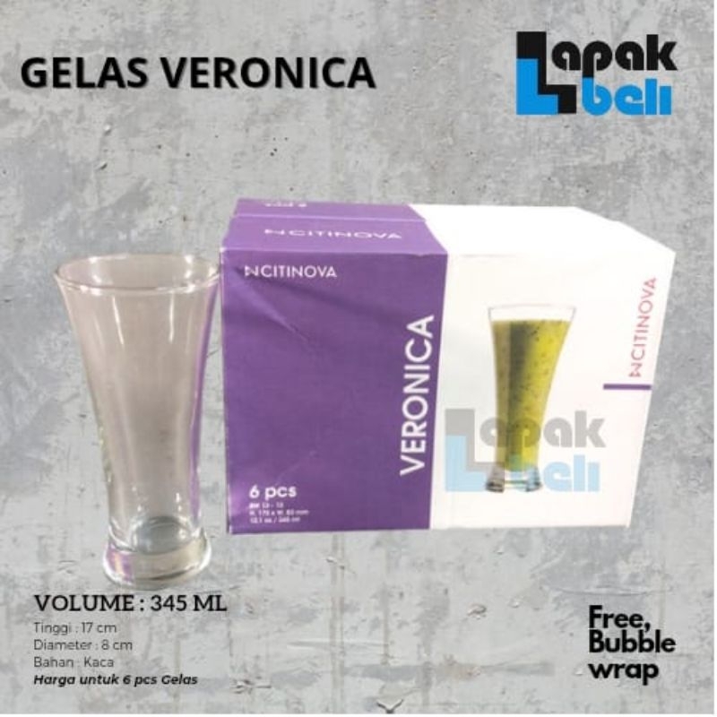 6 PCS GELAS KACA CITINOVA VERONICA 345 ML | GELAS WINE | SHOT GLASS | GELAS MINUM KACA | CITINOVA VE