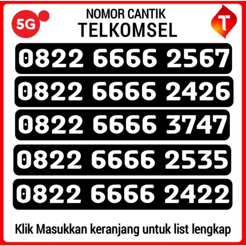 Nomor CantikTelkomsel Simpati 6666 Kwartet Super Rapi