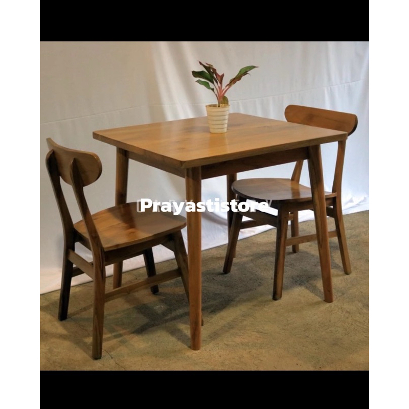 Set meja makan minimalis 2 kursi kayu jati meja makan cafe minimalis 2 kursi bahan kayu jati