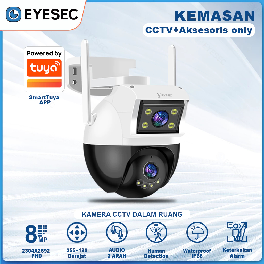 EYESEC CCTV Outdoor WiFi 8MP Dual Lens Waterproof kamera tersembunyi cctv mini tersembunyi tanpa kab