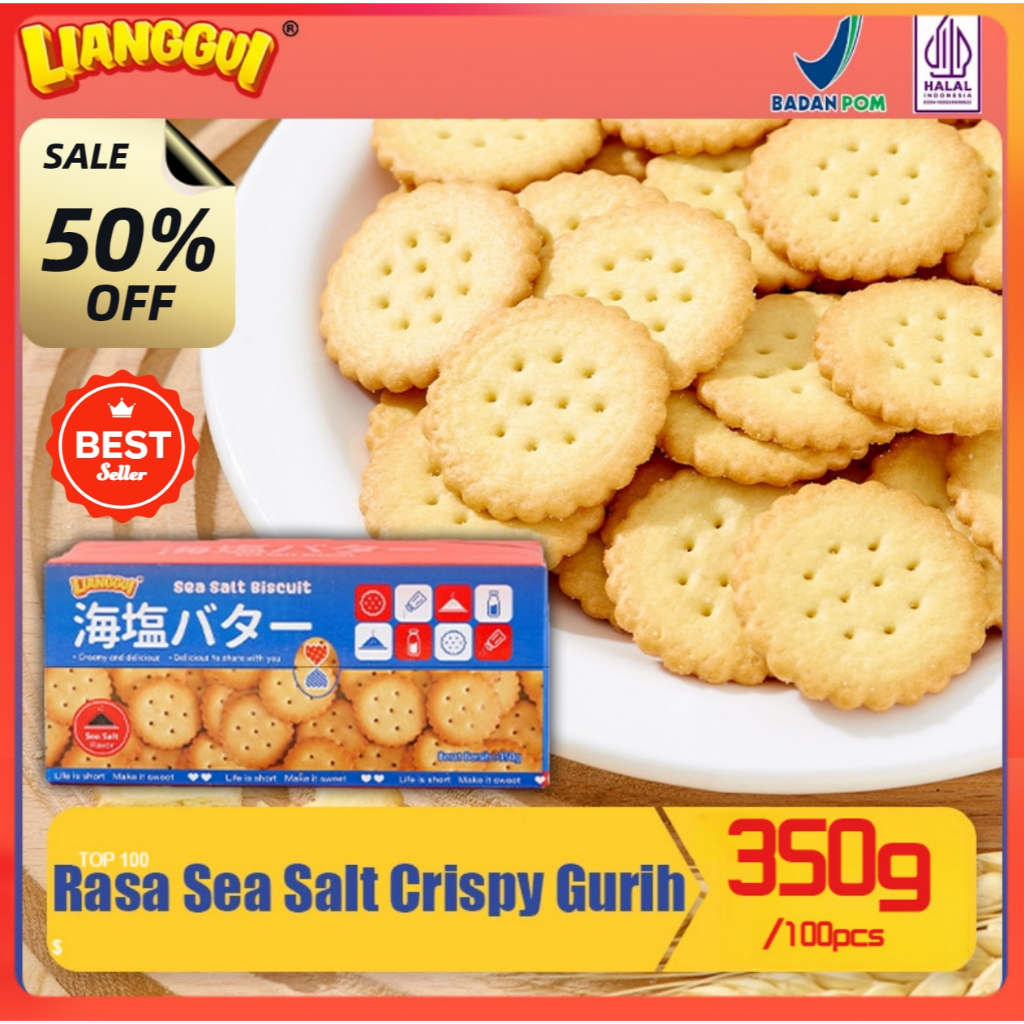 

[Pengiriman 24 jam] Lianggui Hlala Kemasan independen Seasalt Biscuit 350g/100pcs/1box Best Seller Enak Cemilan Pengganti Sarapan Kue Kering Renyah Gurih Cemilan Tepat Saat Buka Puasa Cocok untuk Dinikmati Bersama Keluarga