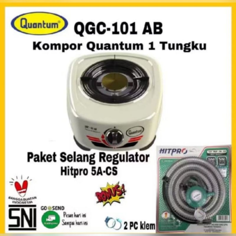 Quantum QGC - 101AB paket Kompor Gas & Selang Gas Lengkap Regulator Hitpro HLP 5A CS