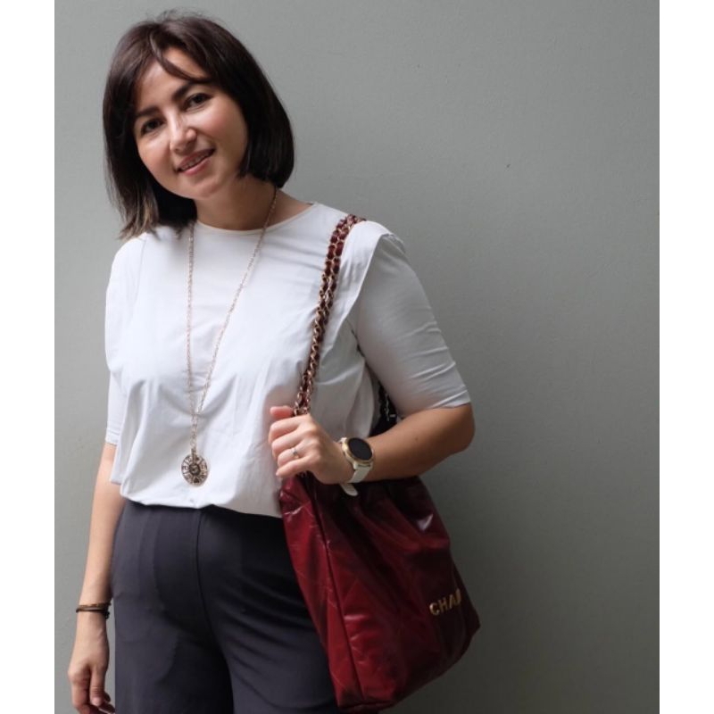 Tas Wanita Kulit Glossy Asli Grain Calfskin Enamel Maroon Premium