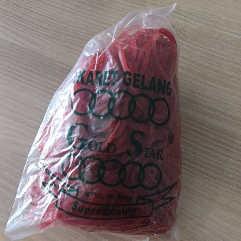 

Karet gelang merah 100Gr