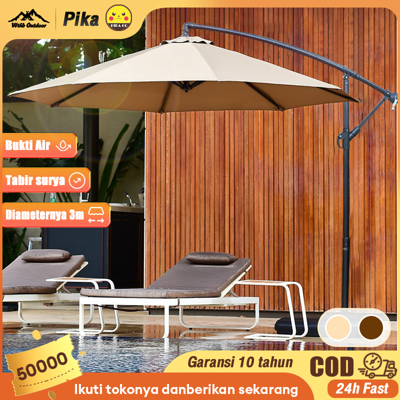 3M Payung Taman Tenda lipat Payung Ruangan Cafe Payung Teduh Matahari Umbrella Pelindung Bulat denga