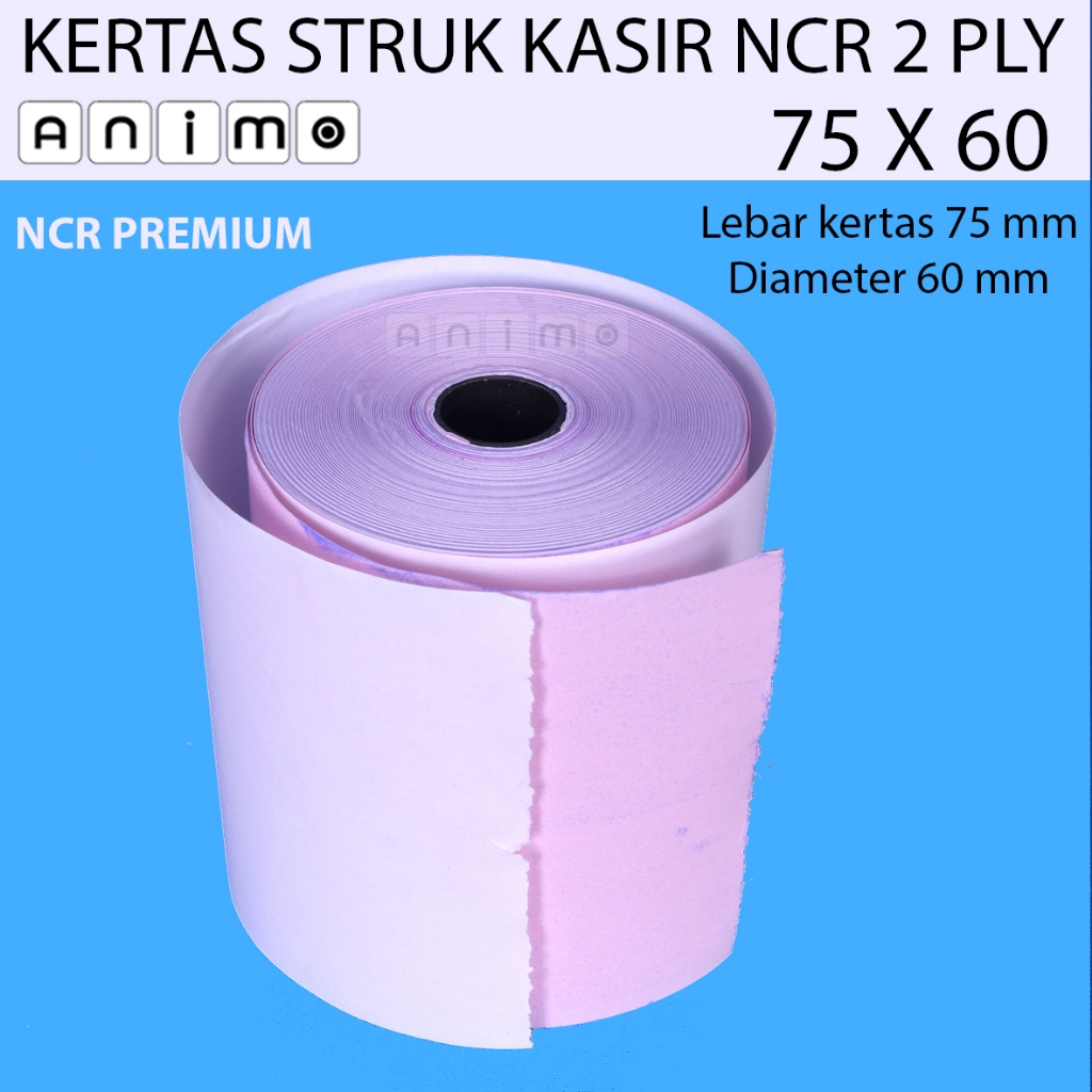 

KERTAS STRUK KASIR 75 X 60 mm NCR 2 PLY - Kertas Rol Kasir 75x60 mm - Kertas Kasir POS PRINTER DOT MATRIX ncr 2 ply