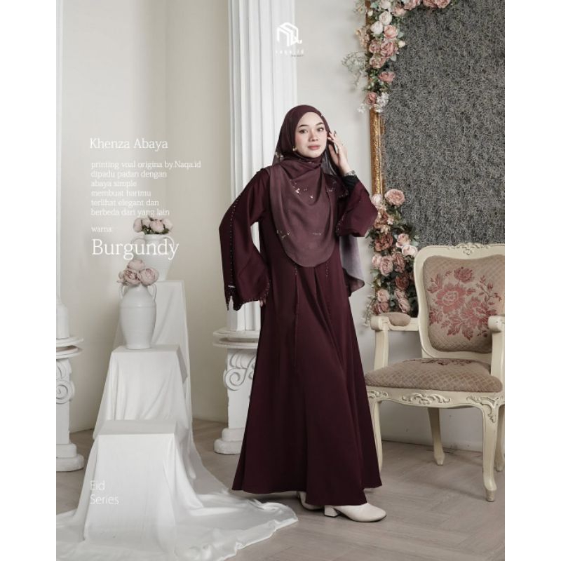 Khenza Abaya Only - Burgundy by Naqa.id