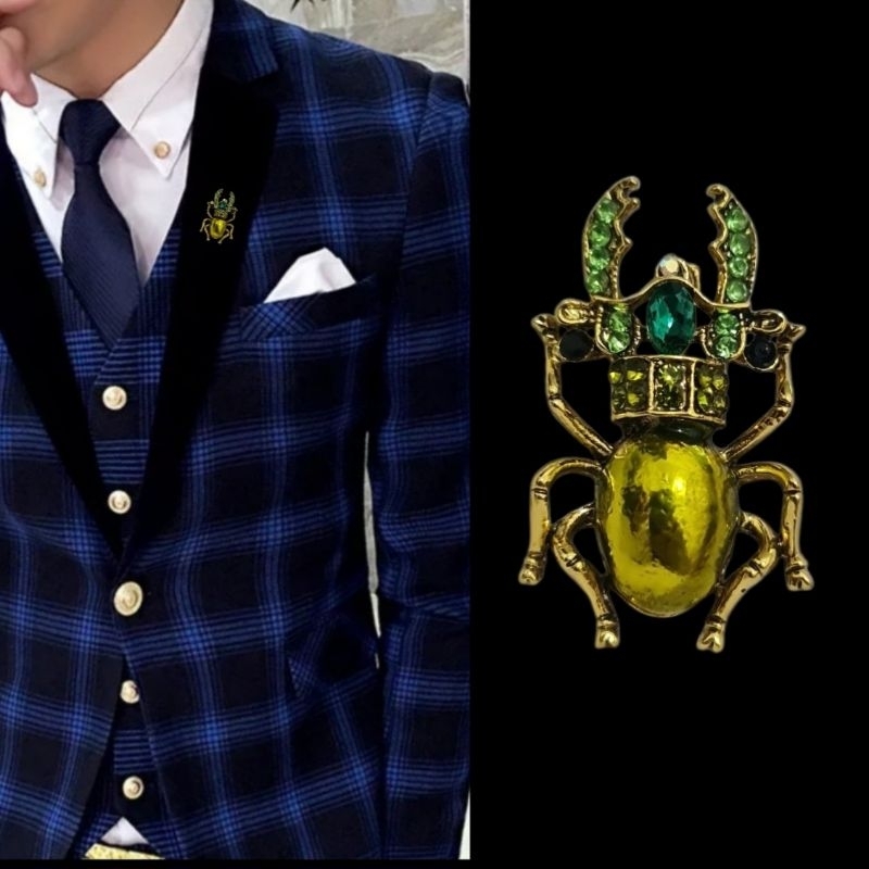 Metal Classic Golden Scarab Egypt Bug Badge Pin Bros Jas Kameja Tuxedo Mens Pria Classic