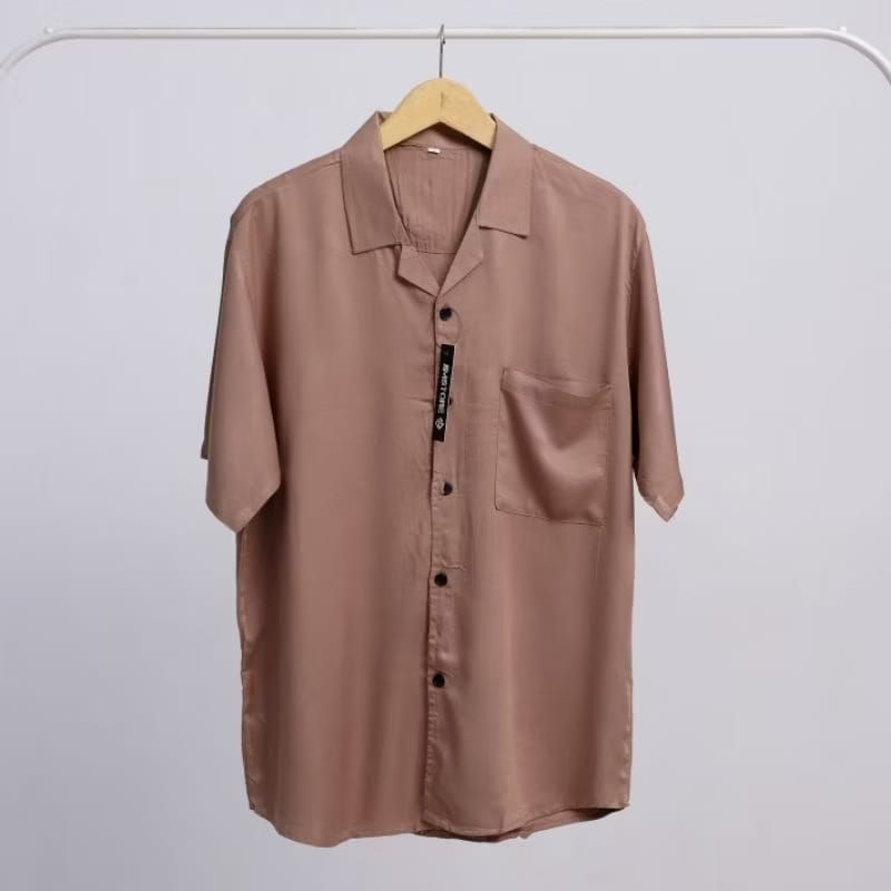 KEMEJA RAYON POLOS PRIA LENGAN PENDEK|KEMEJA RAYON PIYAMA  V-Nack PRIA WANITA POLOS LENGAN PENDEK