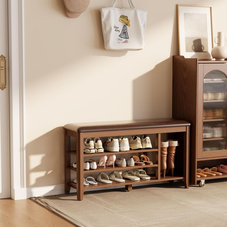 Rak Kayu Dengan Pintu Tertutup Bisa Dikirim Ke [ Banyumas ] Lemari sepatu kayu minimalis | Furniture