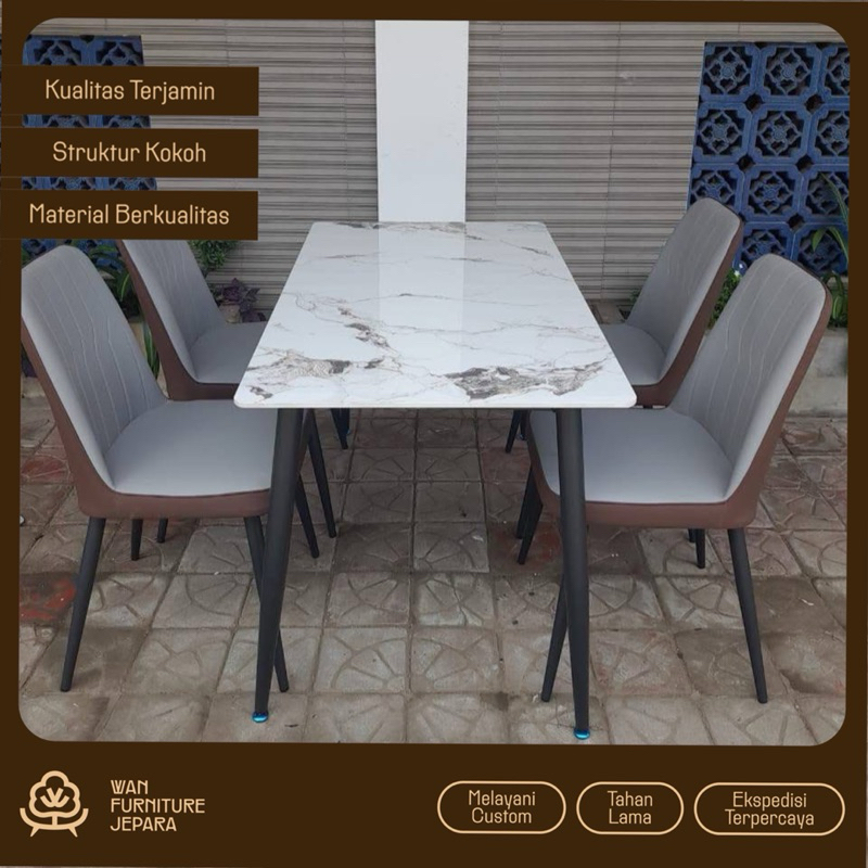 set meja makan marmer 4 kursi set meja makan 6 kursi