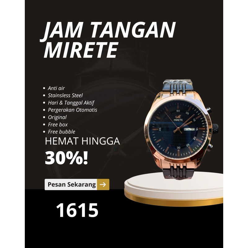 MIRETE 1615 Jam Tangan Pria Casual Rose Gold