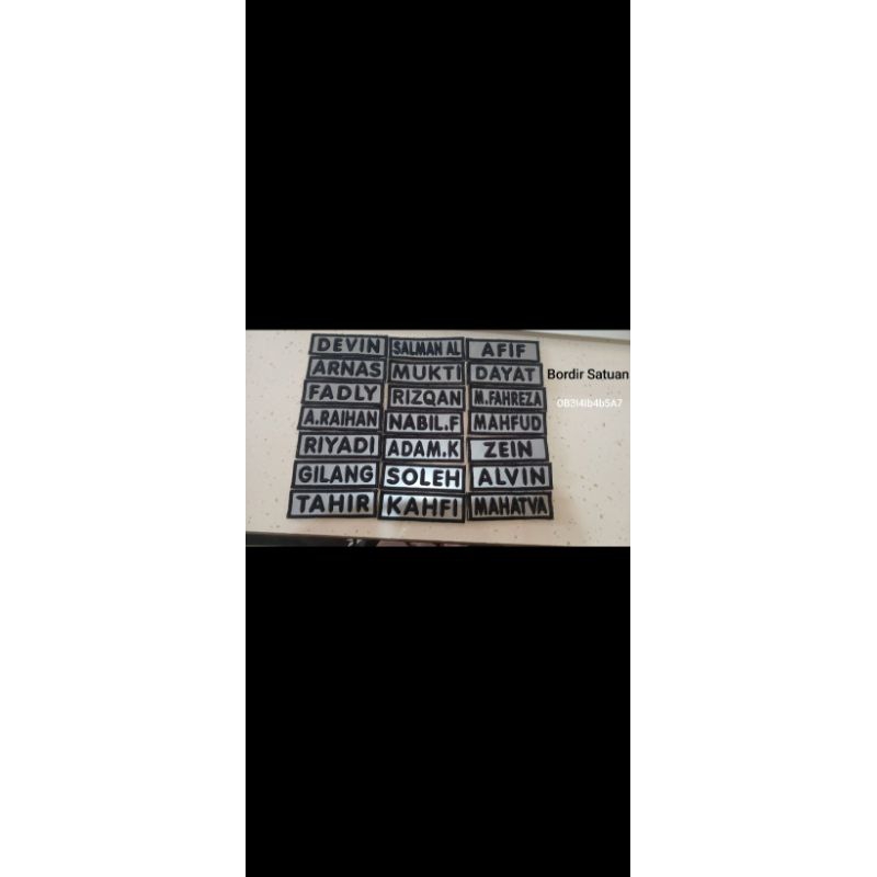 Bordir Timbul Nama + Scotlet + Perekat(Velcro)