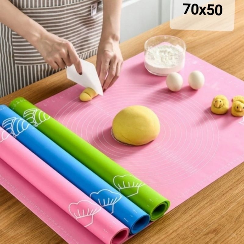 Alas Adonan Kue Silikon Anti Lengket Talenan Matras Baking Flexible Multifungsii