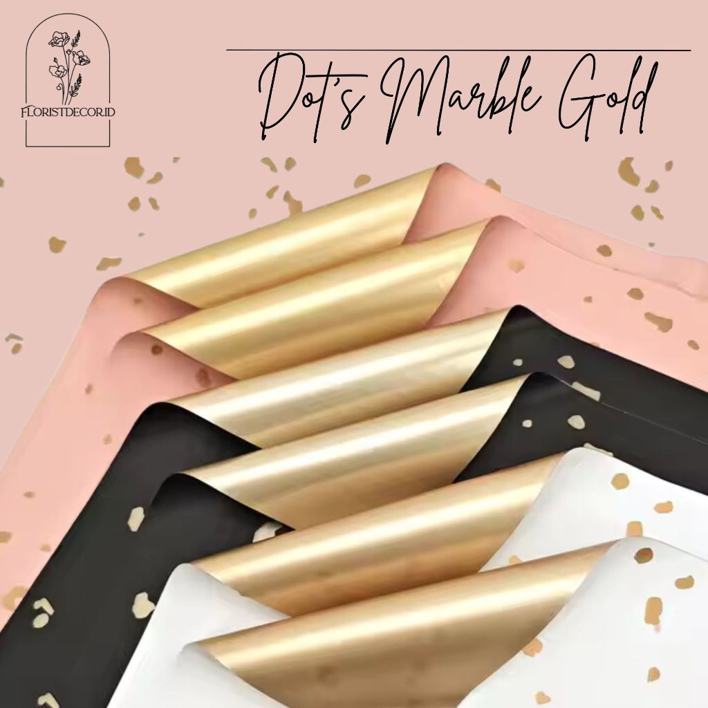 

( SW) TERMURAH DOTS BI COLOR GOLD FLAKES FLOWER WRAPPING PAPER CELLOPHANE KERTAS BUKET GOLD