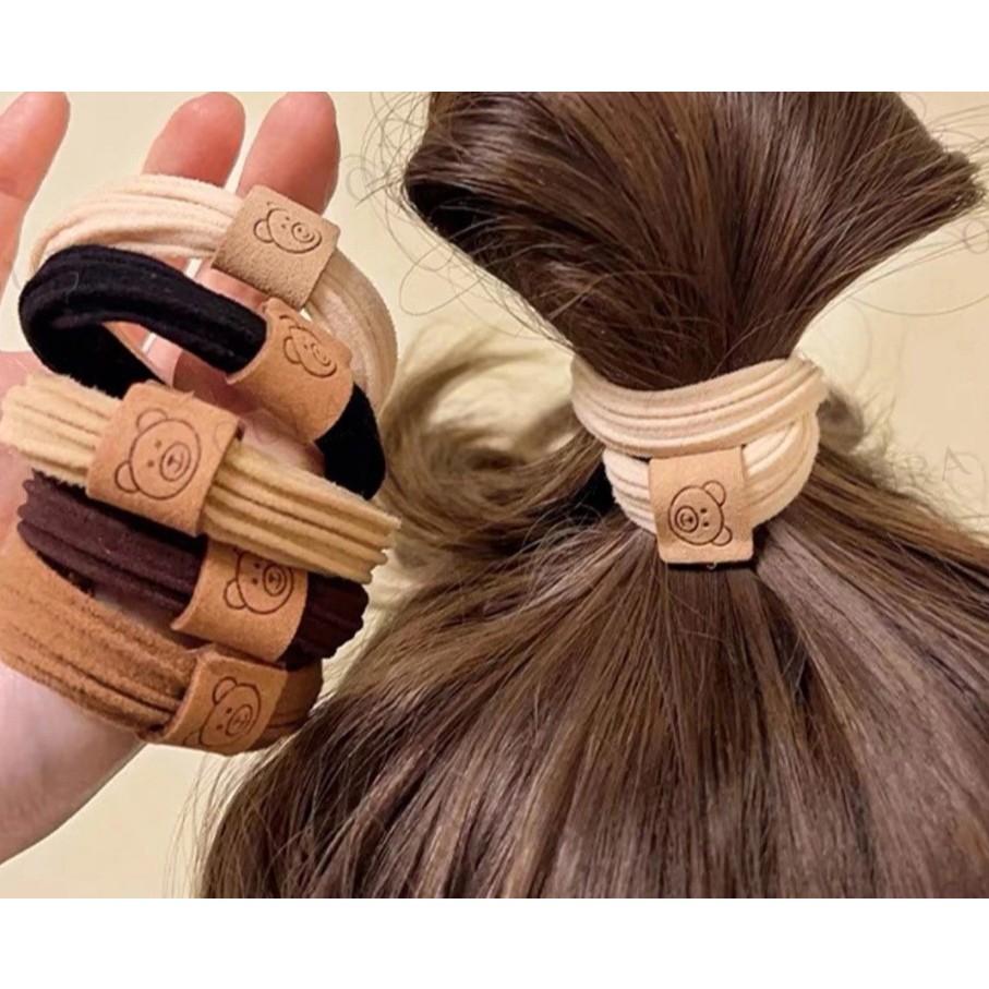 KARET RAMBUT SCRUNCHIE BEAR TAG DEWASA DAN ANAK-ANAK