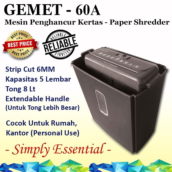 

Mesin Penghancur Kertas Paper Shredder GEMET 60A