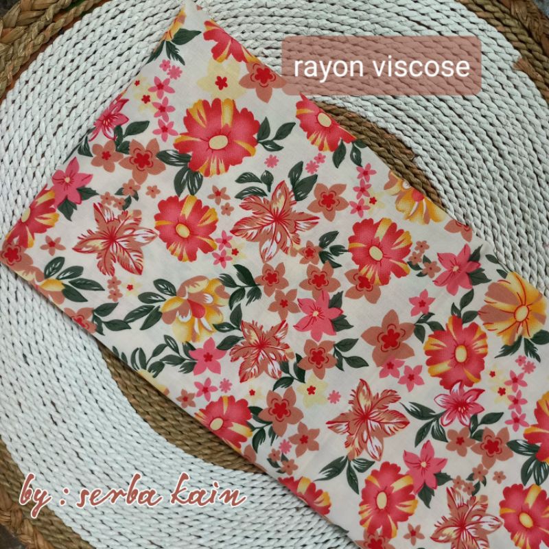 Kain Rayon Viscose Motif Bunga Terbaru
