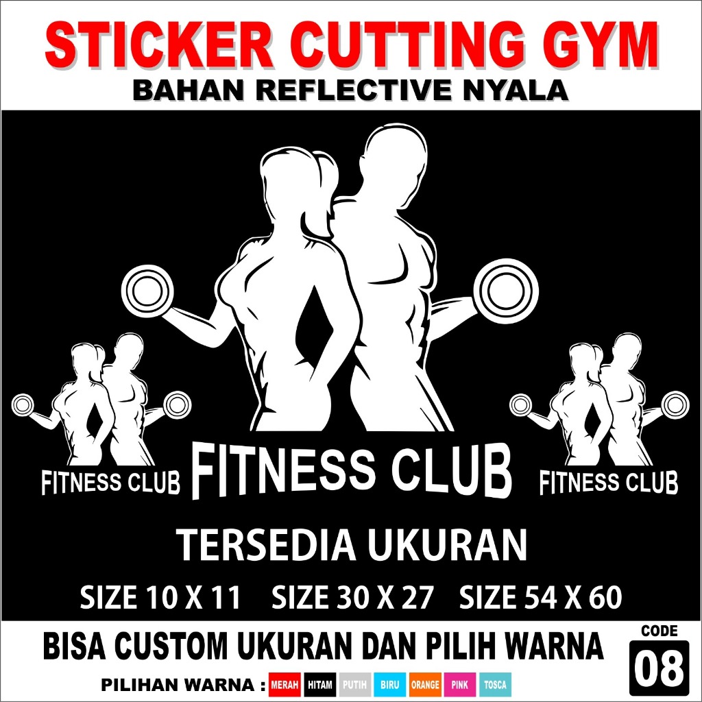 STICKER WALL CUTTING STICKER CUTTING DINDING GYM STICKER CUTTING KACA GYM BAHAN CUTTING REFLEKTIV NY