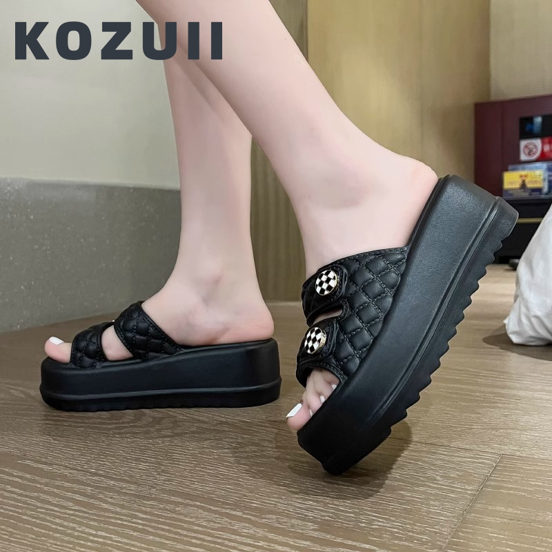 100% AMAN KOZUI SANDAL SELOP WANITA MODEL KOREA READY STOCK TIPE WEDGES ANTI AIR DAN ANTI SELIP