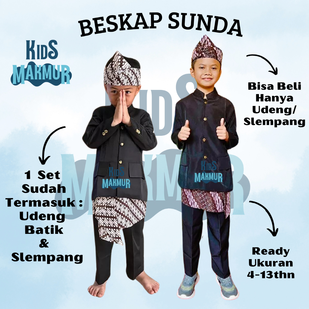 KIDS-MAKMUR Baju adat sunda anak laki laki - pakaian sunda anak - setelan sunda anak laki-laki