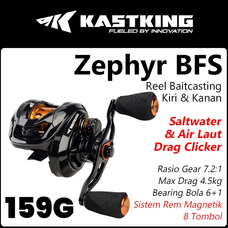 [100% ASLI] KASTKING Zephyr BFS - Gulungan Reel Pancing Casting Serat Karbon, Gulungan Pancing Es Ra