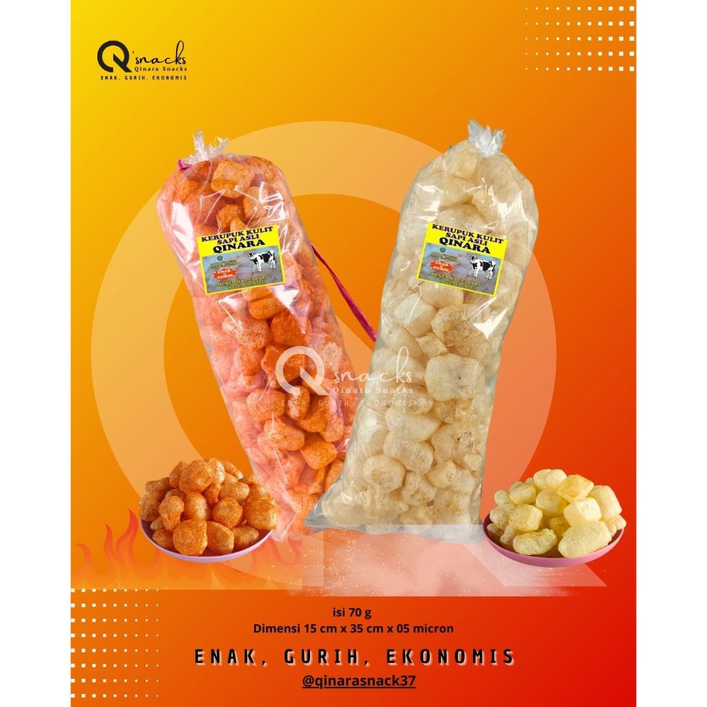 

Qinara Snack Q70 Krupuk Kulit 100% Asli sertifikasi BPOM dan Halal
