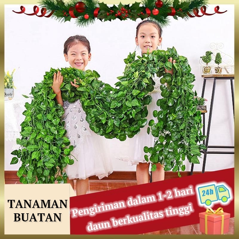 230cm Daun Rambat Plastik - Daun Hias Gantung - Ivy - Anggur - Semangka
