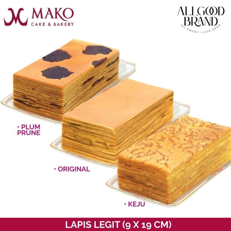 

MAKO - Kue Lapis Legit (9x19cm) Lapis Legit Asli,Keju,Prune