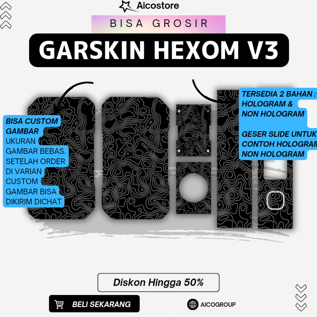 

stiker inner garskin hexxxhhooommmm v3 bisa hologram dan custom