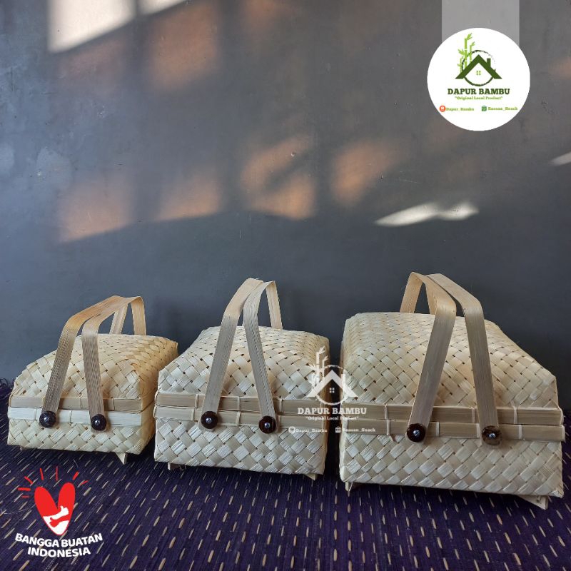 Besek/Sokase Bambu Kaki Dengan Pegangan/Sokase/Hampers Bambu