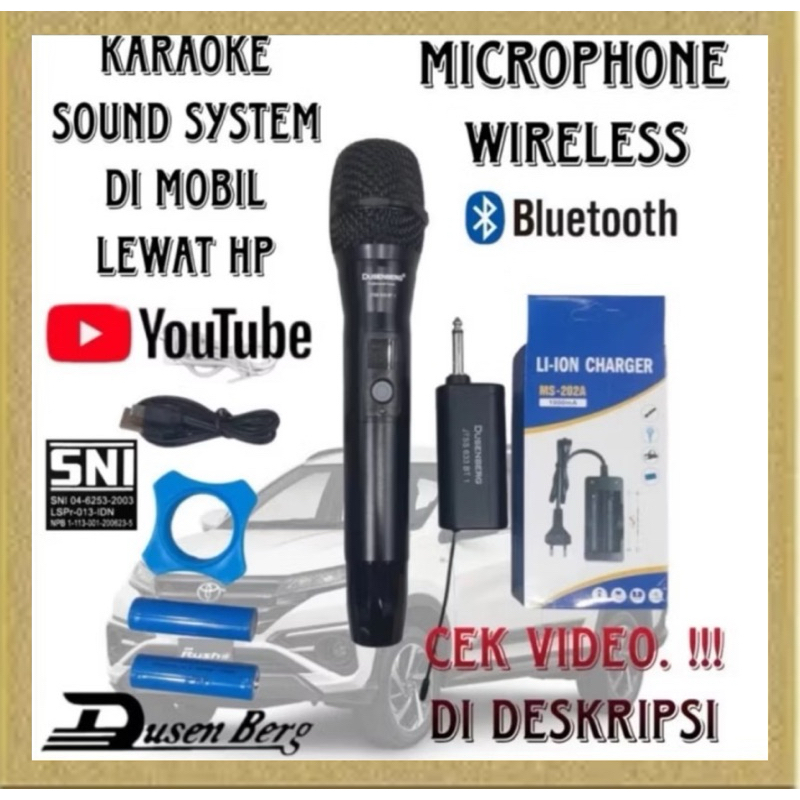 Wirelles Mic Untuk Karaoke Mobil Lewat Aux Bluetooth Hp Youtube Model Dusenberg MS-202A