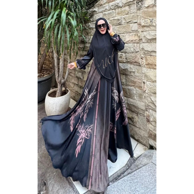 Gamis syari brand ucl syari set gamis set khimar brand UcL syari