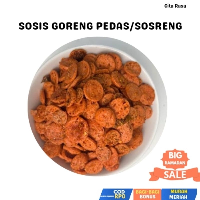 

COD 500GR SOSIS GORENG/SOSRENG/SOSIS GORENG PEDAS DAUN JERUK CIKRUH