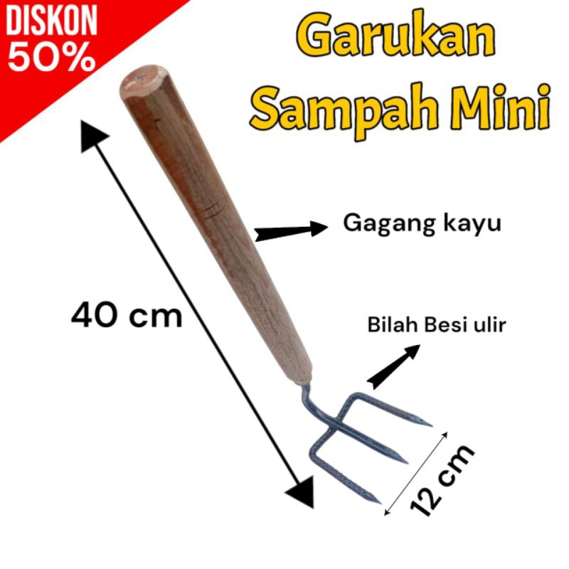 Garukan Rumput dan Sampah - Alat Garuk Serbaguna Garuk Sampah Kebersihan - Garuk Sampah gagang Kayu 