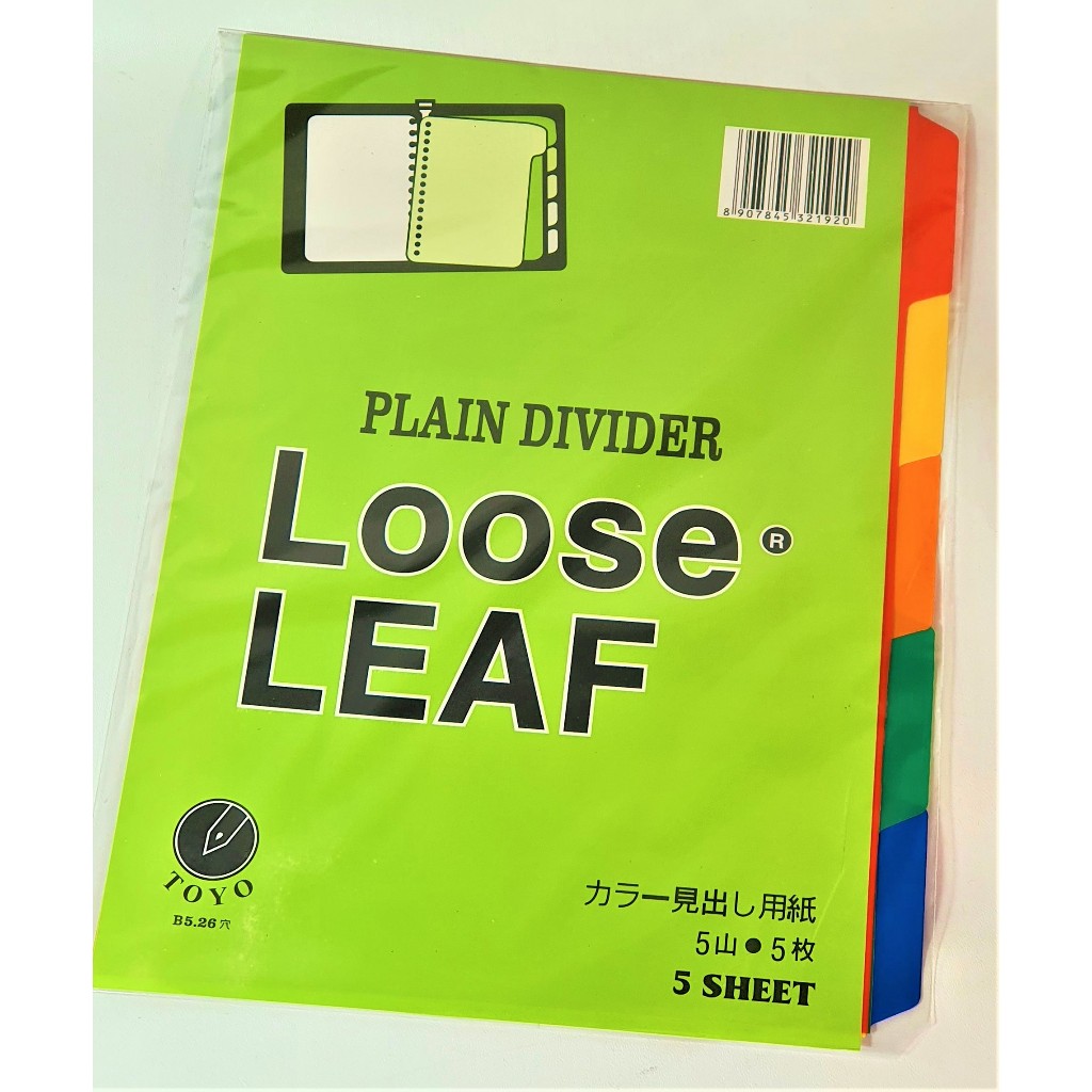 

Pembatas Binder Divider B5 Plastik Index Loose Leaf Warna 26 lubang 5 warna / 8 warna / 10 warna