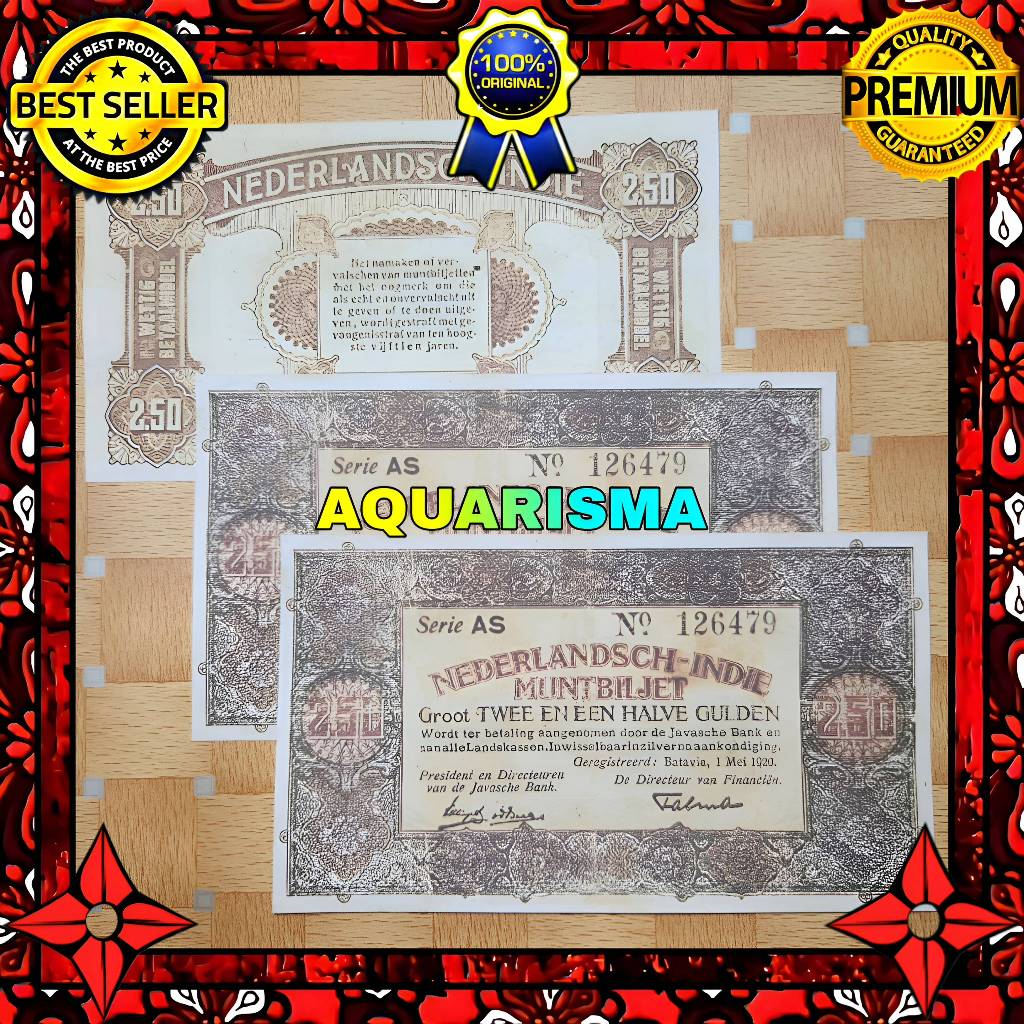 KOLEKSI NUMISMATIK - SOUVENIR REPRO UANG KUNO 2½ GULDEN HINDIA BELANDA MUNTBILJET 1920