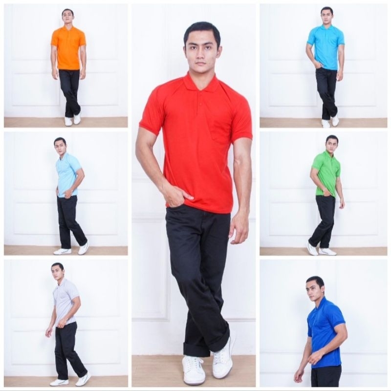 kaos kerah pria kaos polo pria kaos berkerah kaos krah lengan pendek ada saku/kantong