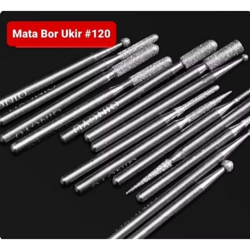 Set 6pcs 30pcs Mata Bor #120 ukir grafir tuner cuner bulat ball oval lancip silinder mini drill grin