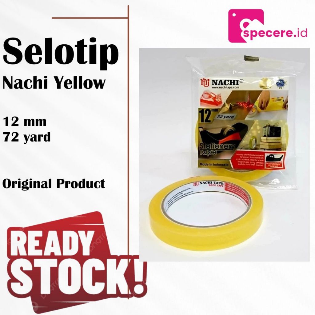 

ORIGINAL - Selotip Stationery Nachi Yellow 12 mm x 72 yard