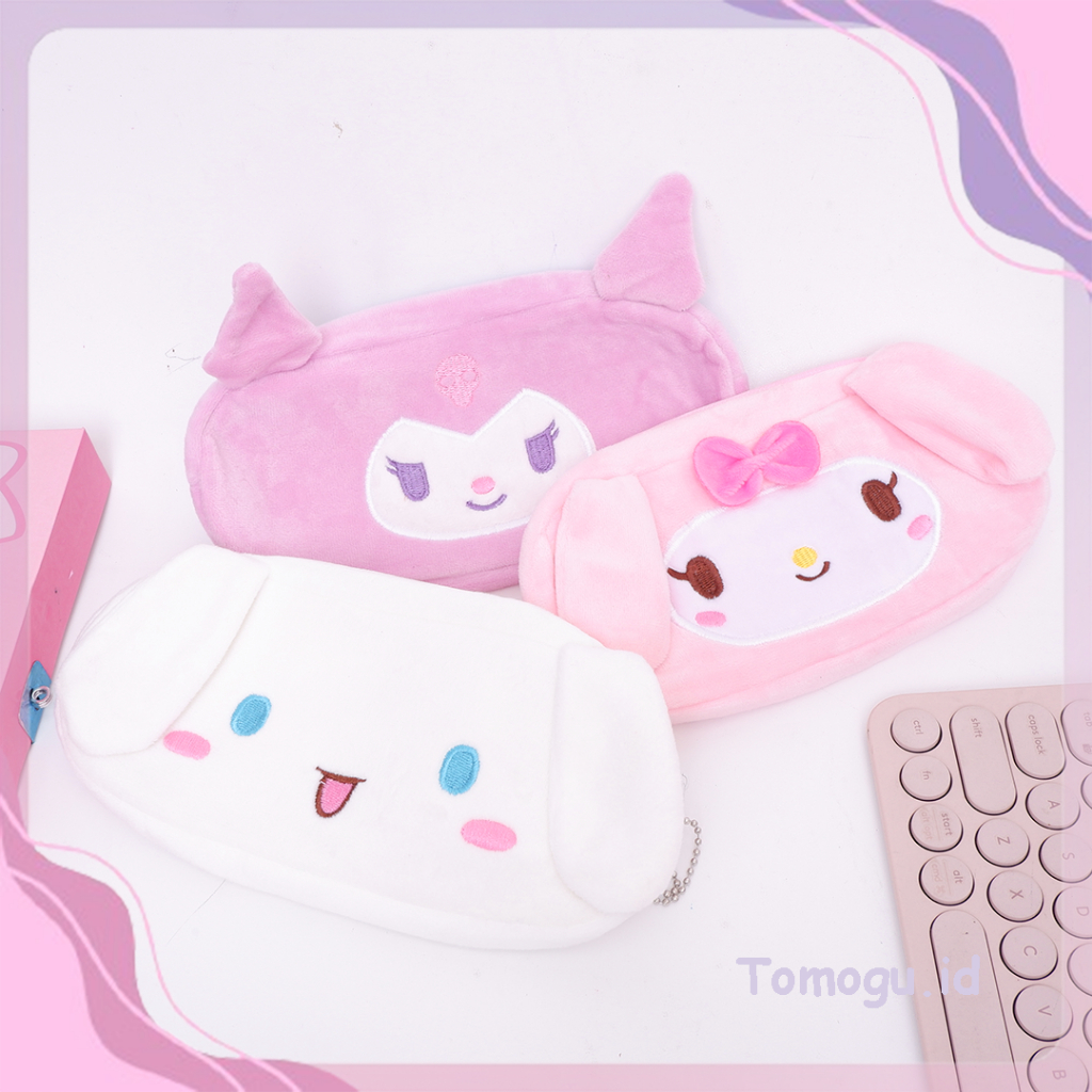 

Kotak Pensil Sanrio Kuping Plushy Kuromi My Melody Cinnamoroll Tempat Pensil Plush Pouch Pencil Case