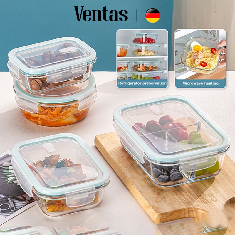 VENTAS Kotak Tempat Makan Kaca Glass Food Container Kotak makan Lunch Box Kotak Bekal Makan Kaca