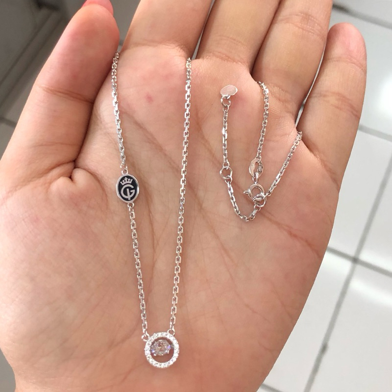 BW1- KALUNG IGUN DANCING STONE 3.75GR KADAR 375 PANJANG 38-42CM PUTIH