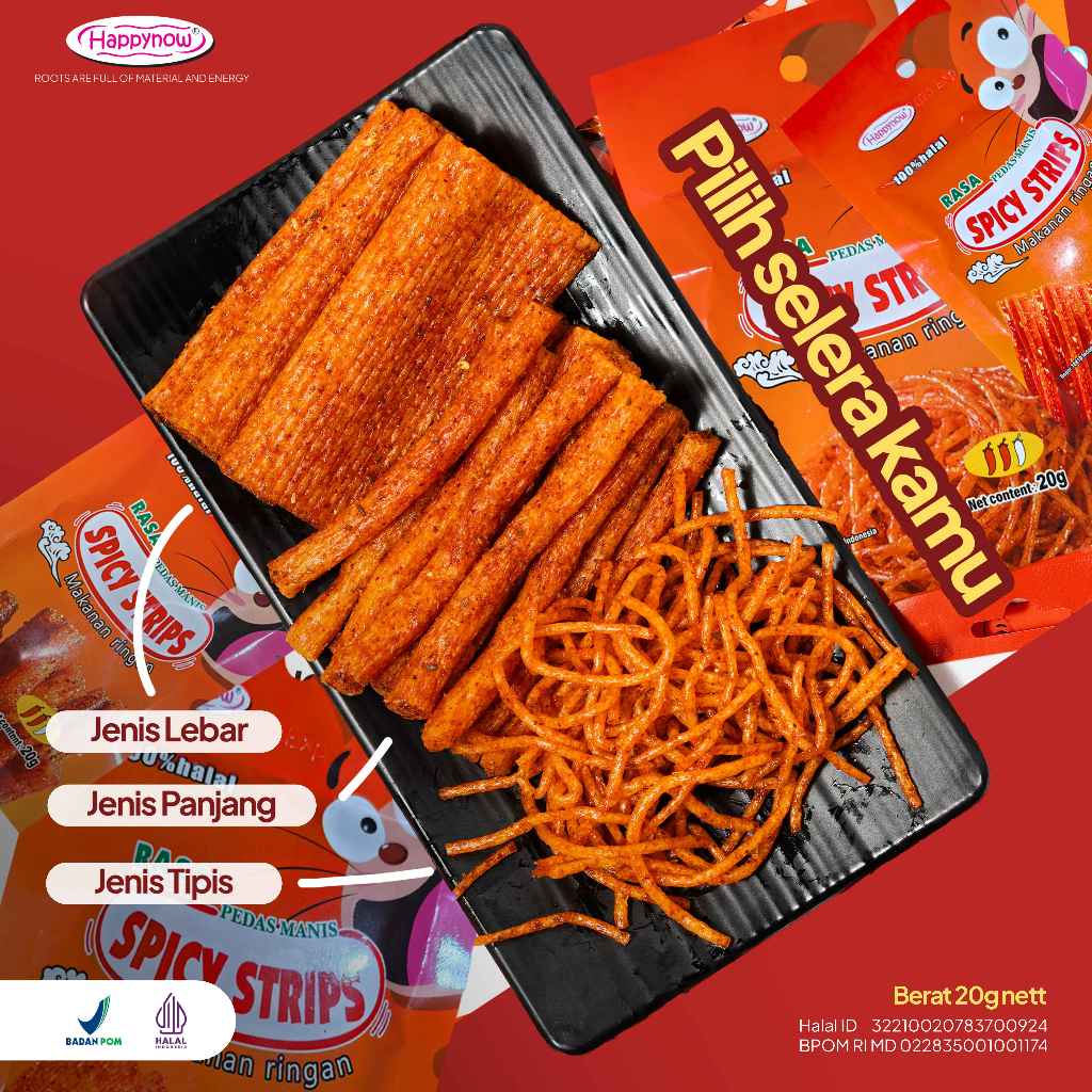 

10Pc x 20gr happynow Stik Pedas 2 in 1 dan Keripik Cabai dalam Kemasan Kantong Camilan Nostalgia Pesta Malam Tahun Baru Anak-Anak